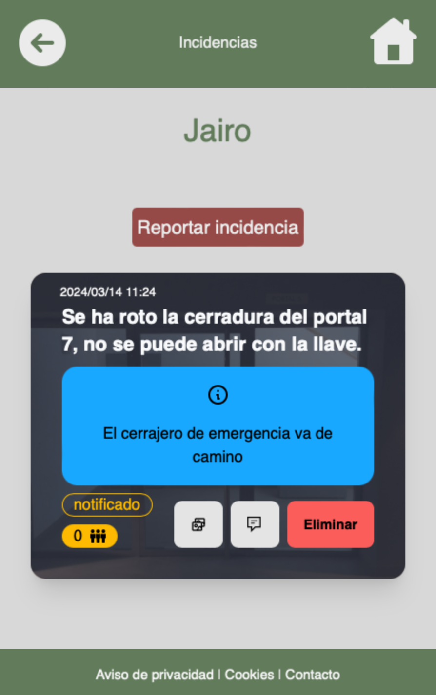 Sistema de incidencias