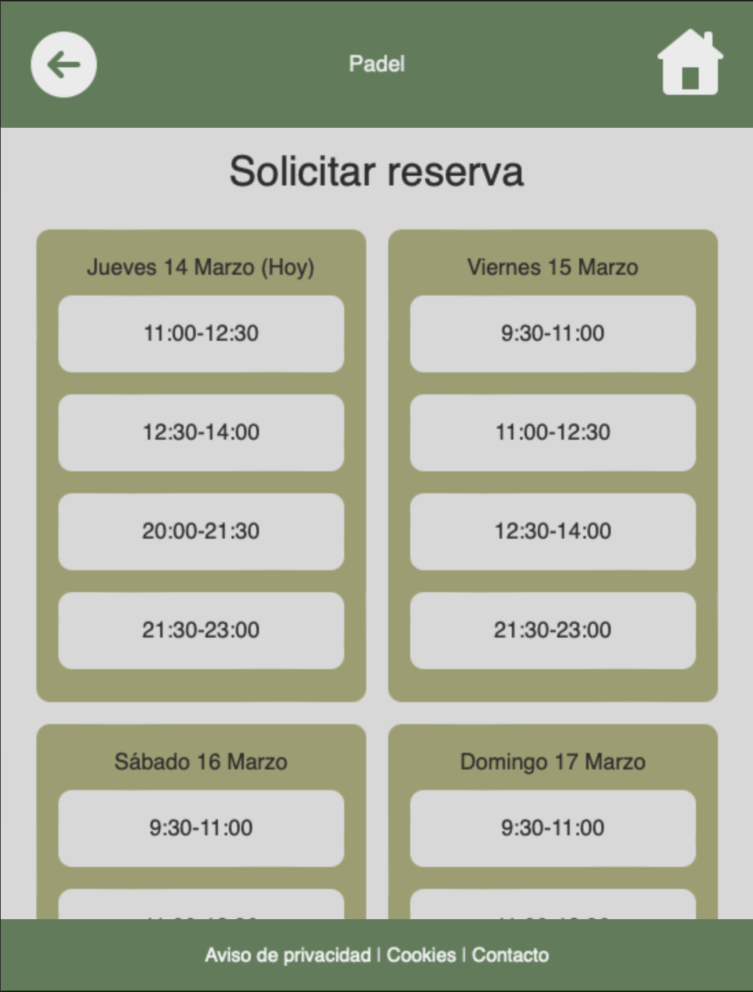 Sistema de reservas